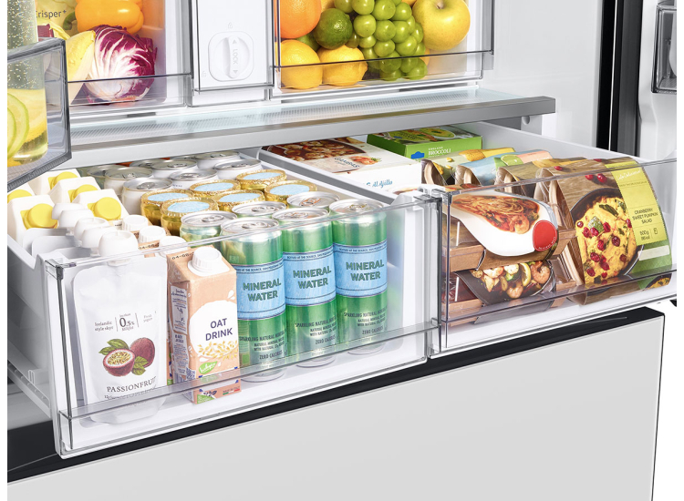 Samsung Bespoke 30 Cu. Ft. 3-Door French Door Refrigerator 36-Inch Wide ADA in White Glass - RF30BB620012AA