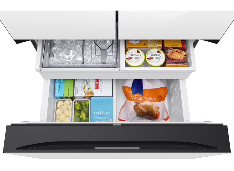 Samsung Bespoke 30 Cu. Ft. 3-Door French Door Refrigerator 36-Inch Wide ADA in White Glass - RF30BB620012AA