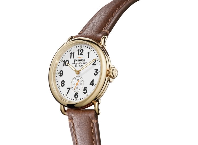 Shinola The Runwell White Dial Brown Leather Strap Watch S0120266280