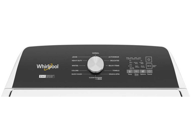 Whirlpool 4.7-4.8 Cu. Ft. White Top Load Washer With 2 In 1 Removable Agitator - WTW5057LW