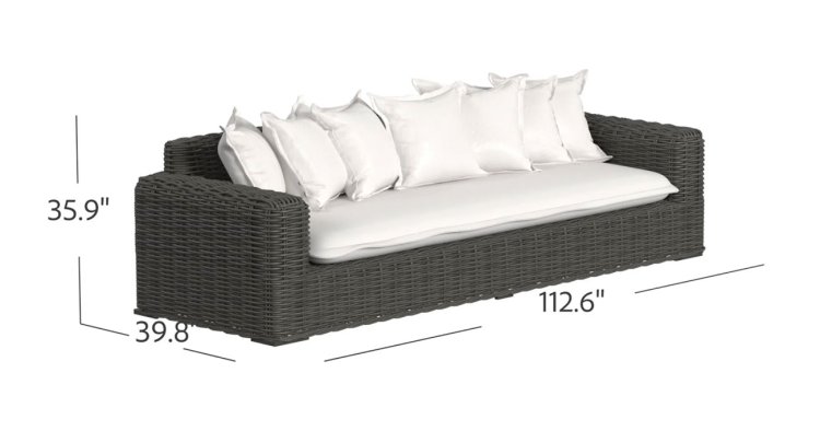 Large image of Sunset West Cabo Sofa in Soothe Pearl Sunbrella | Kahlua