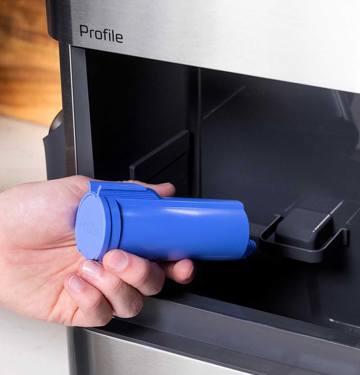 Filter View of GE Profile Ice Maker