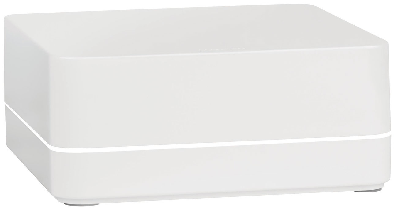 Dynamic view of the Lutron Smart Bridge PRO in white finish