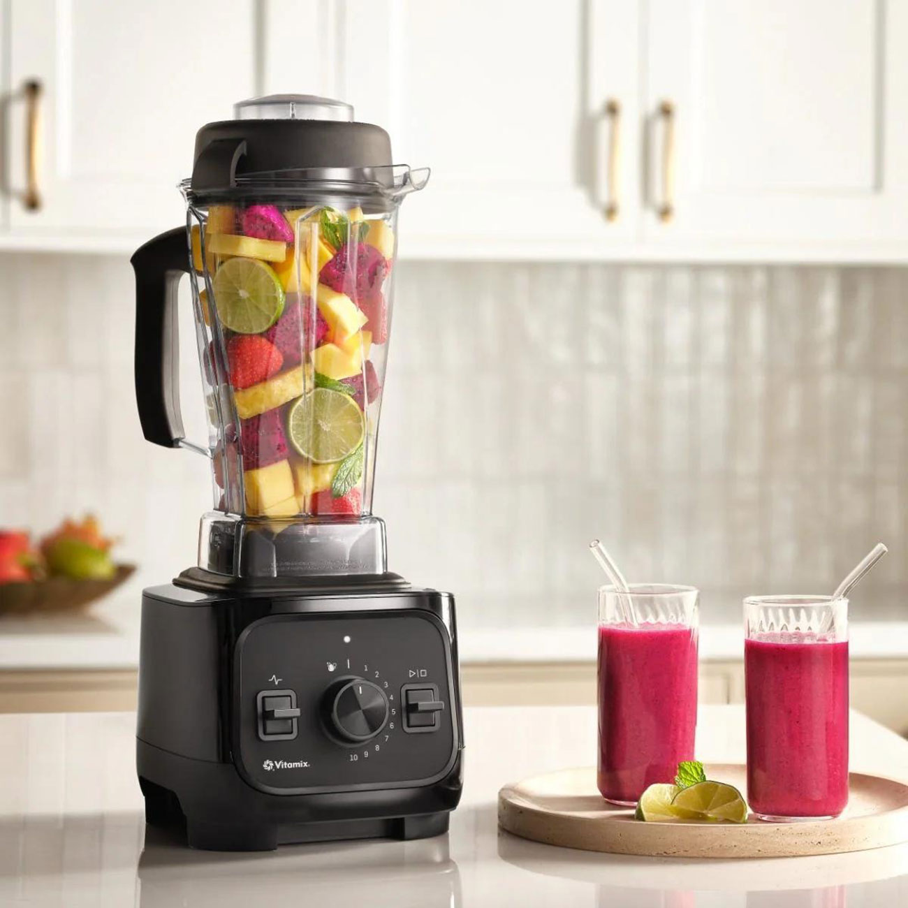View of Vitamix VX1 Blender on table with drinks
