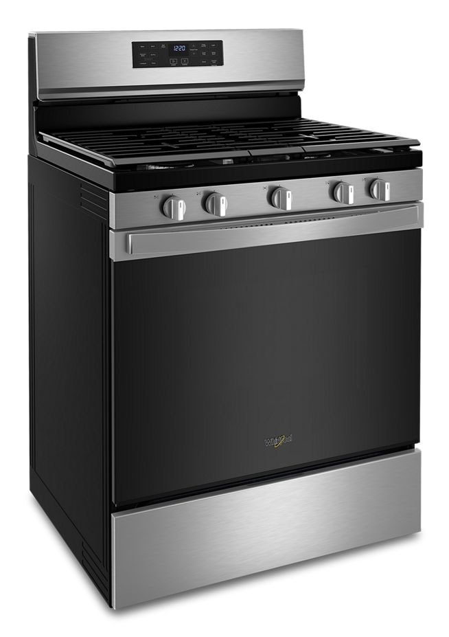 Left angle view of gas range