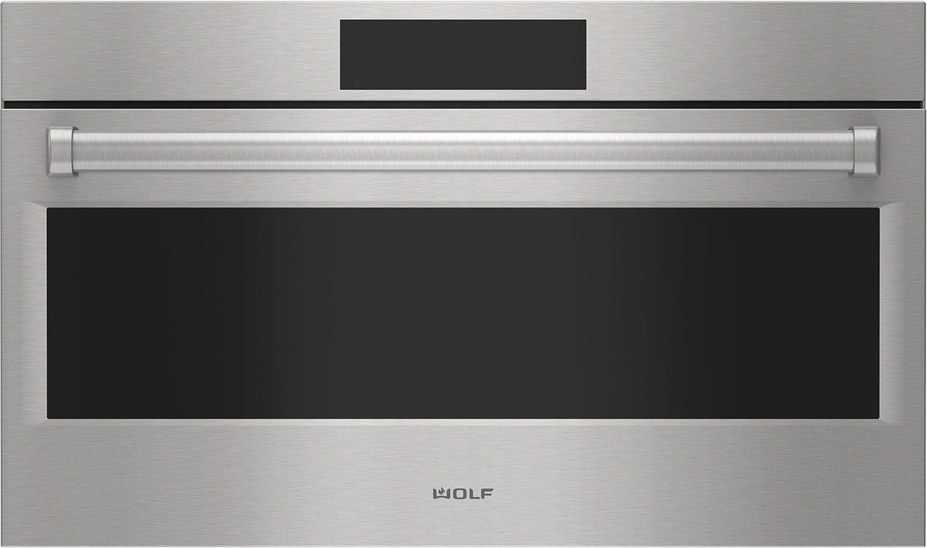 Front View of Wolf Microwave Oven in Stainless Steel
