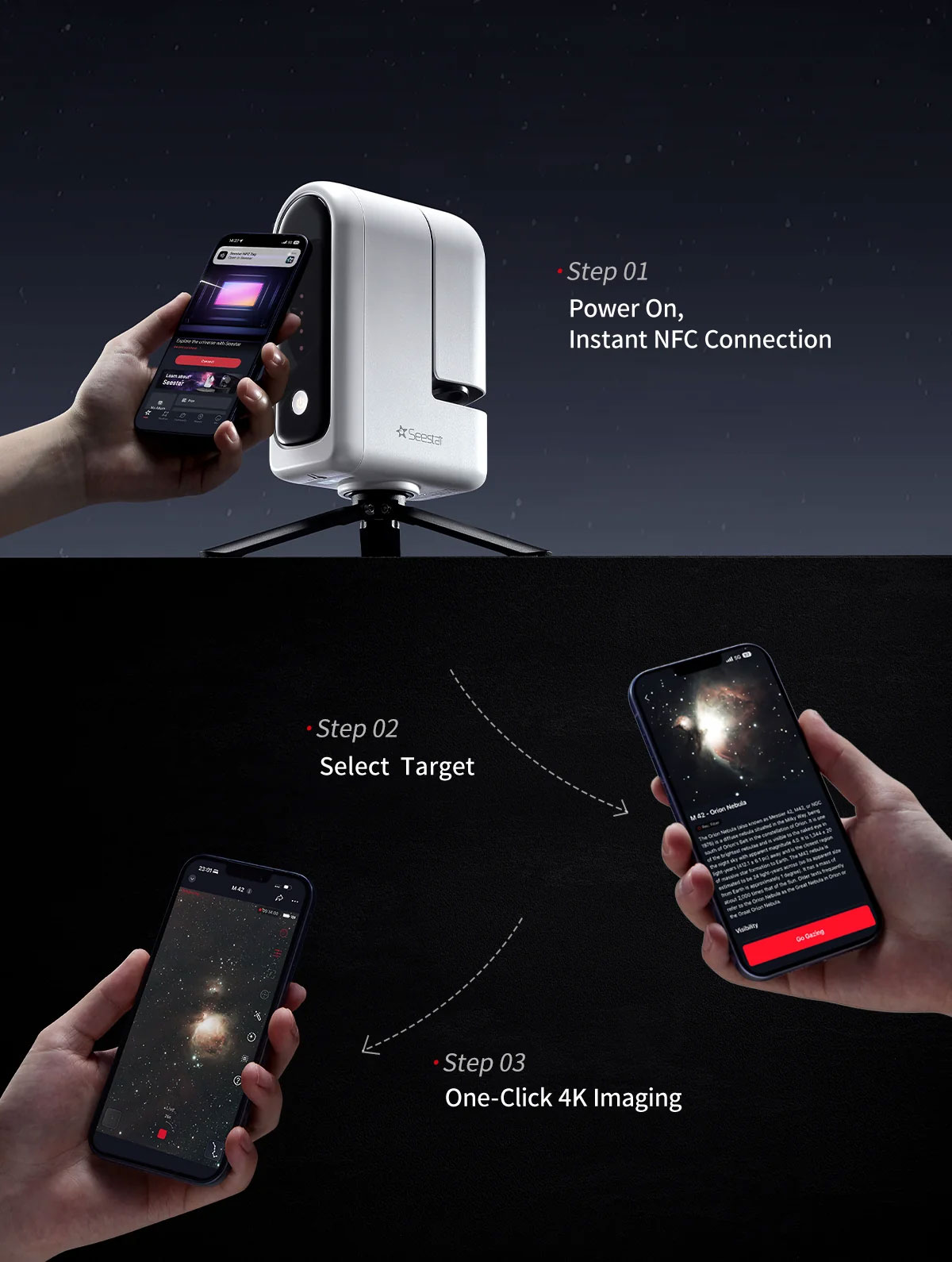 Seestar S30 Pro compact dual-camera smart telescope.