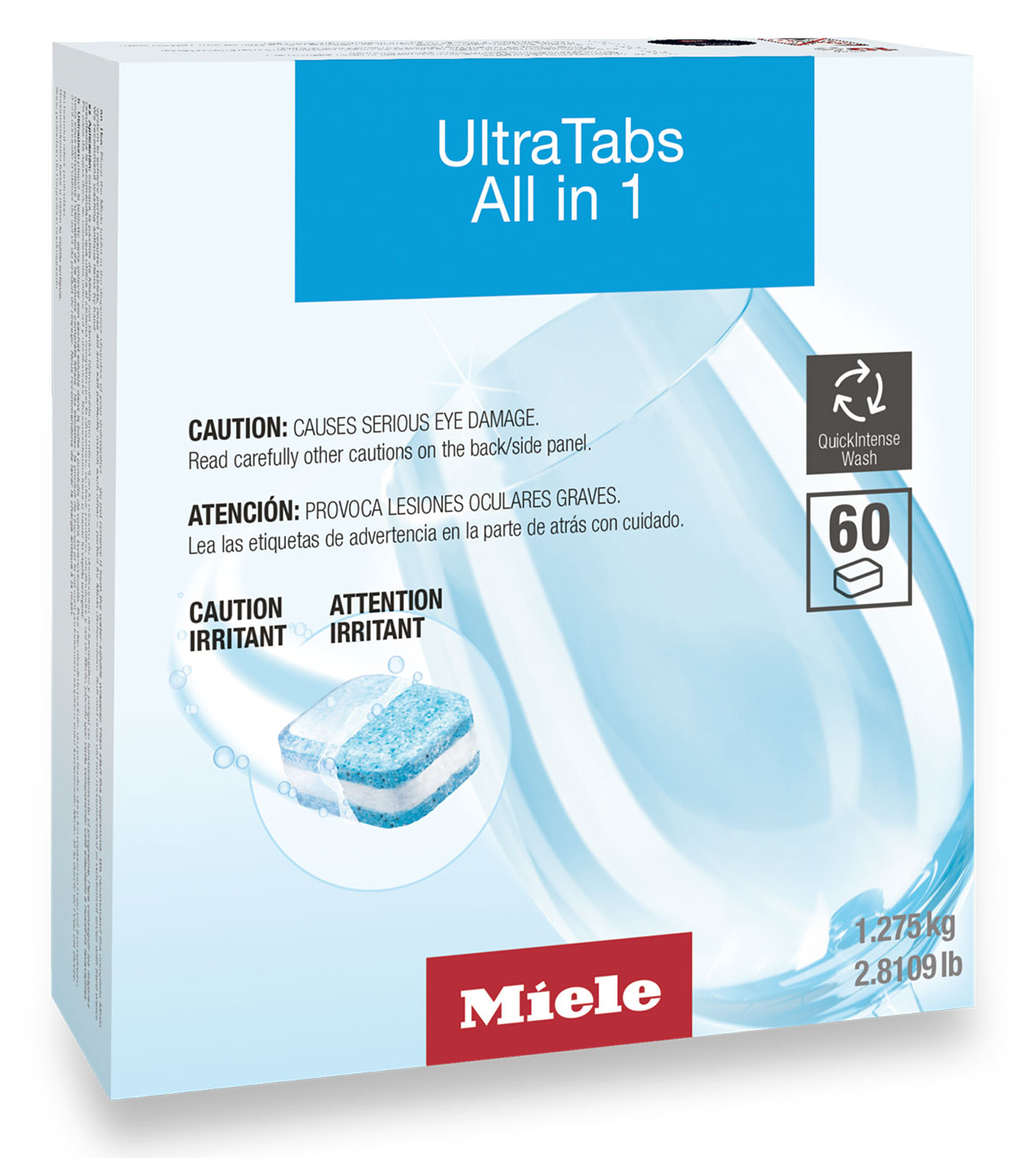 Angled view of Miele GS CL 0607 T UltraTabs All In 1 Dishwasher Tabs
