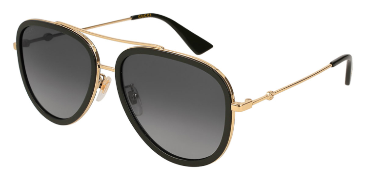 Gucci Black & Gold Aviator Polarized Sunglasses GG0062S-011 display picture 1