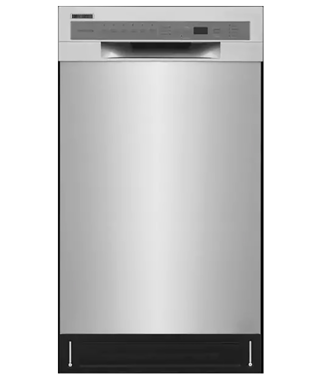 Front of a Stainless Steel Frigidaire Dishwasher