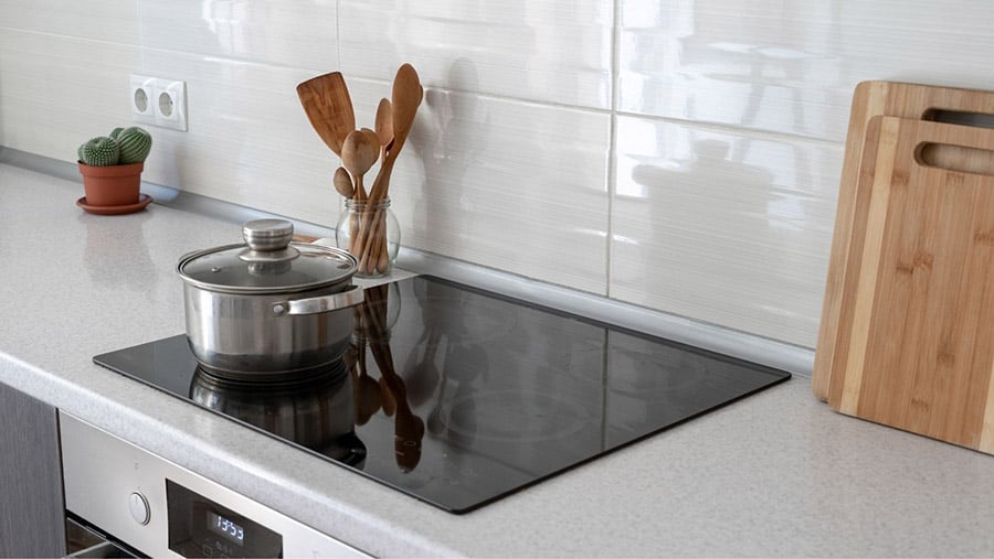 Induction Cooktop with Cookware on Top