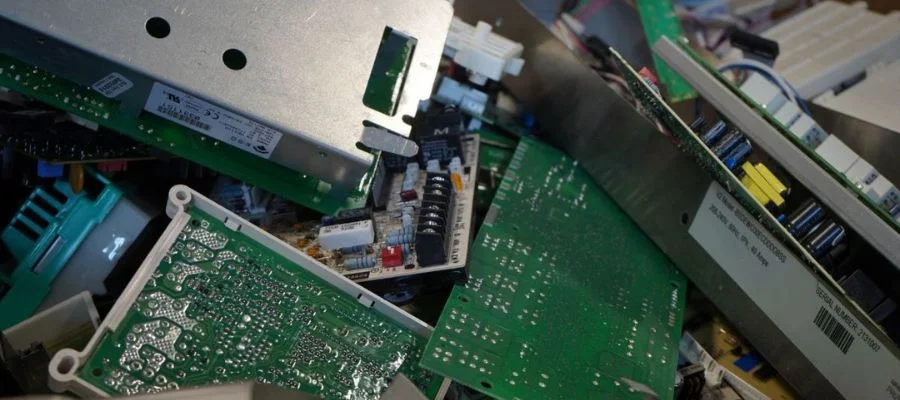 A collection of electronics recyclables