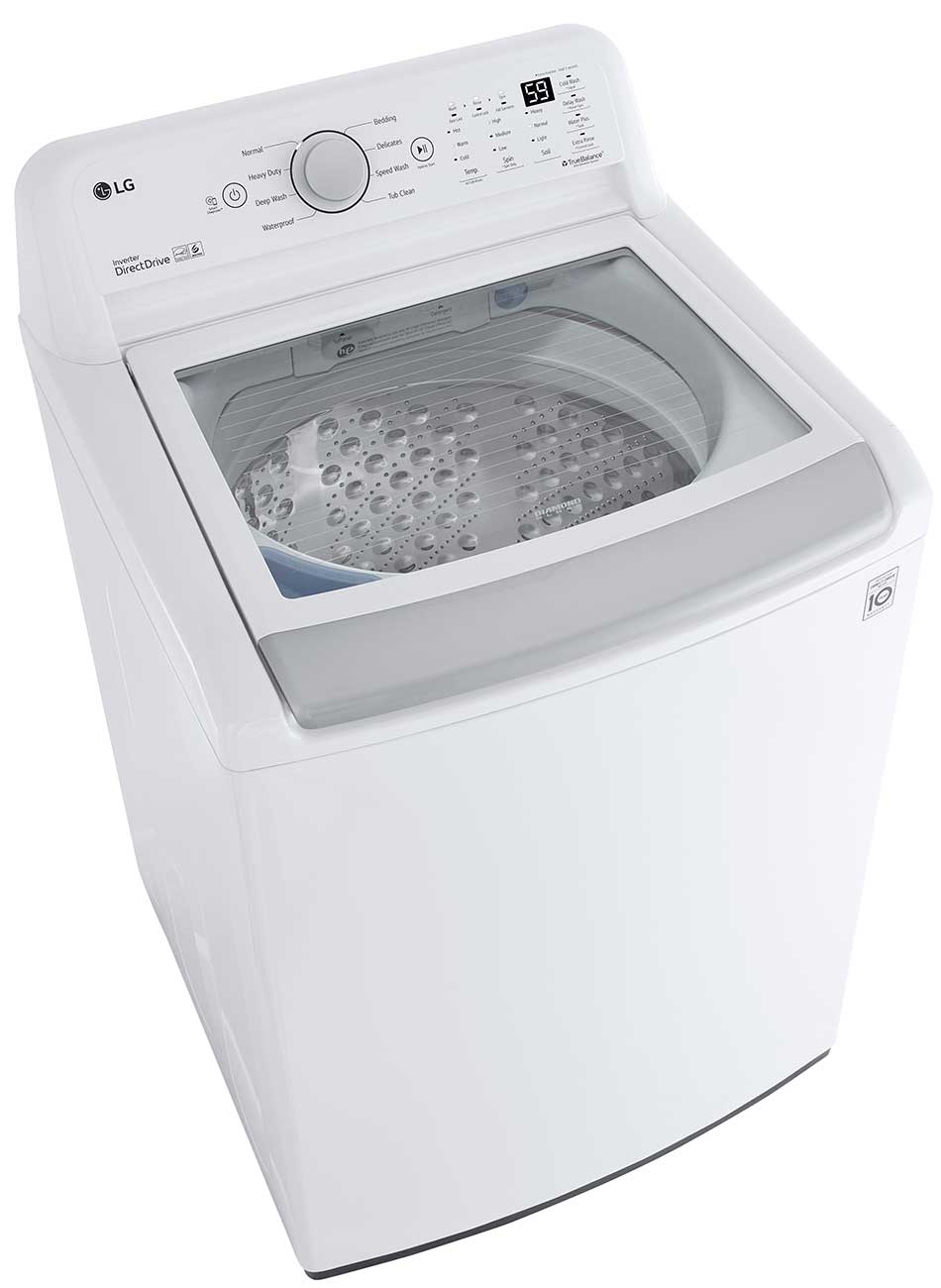 Top of an Empty LG 5 Cu. Ft. Top Load Washer WT7150CW
