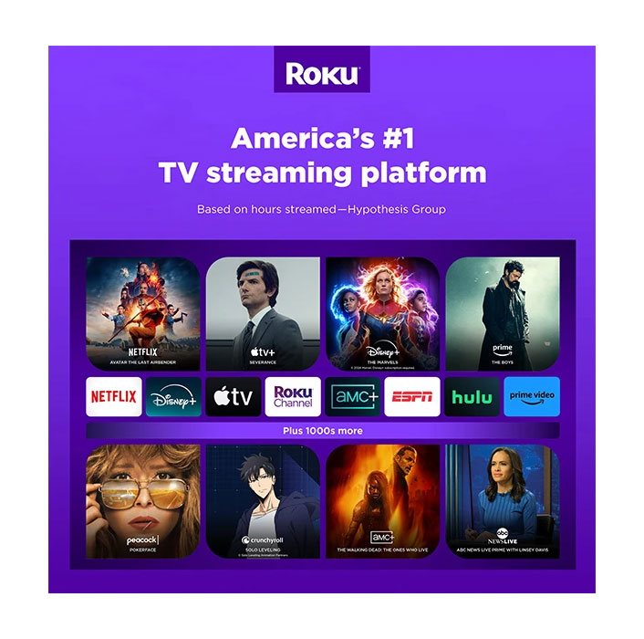 Front View of Roku Streaming Number 1 Streaming Platform