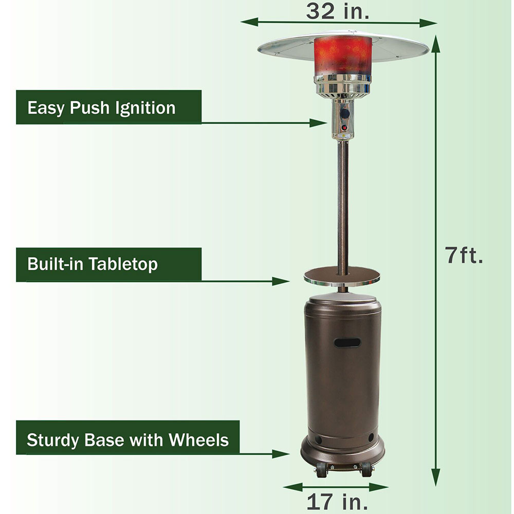 Illustration showing dimensions and features