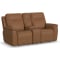 Flexsteel Sawyer Power Reclining Loveseat with Console and Power Headrests and Lumbar in Harvest Leather