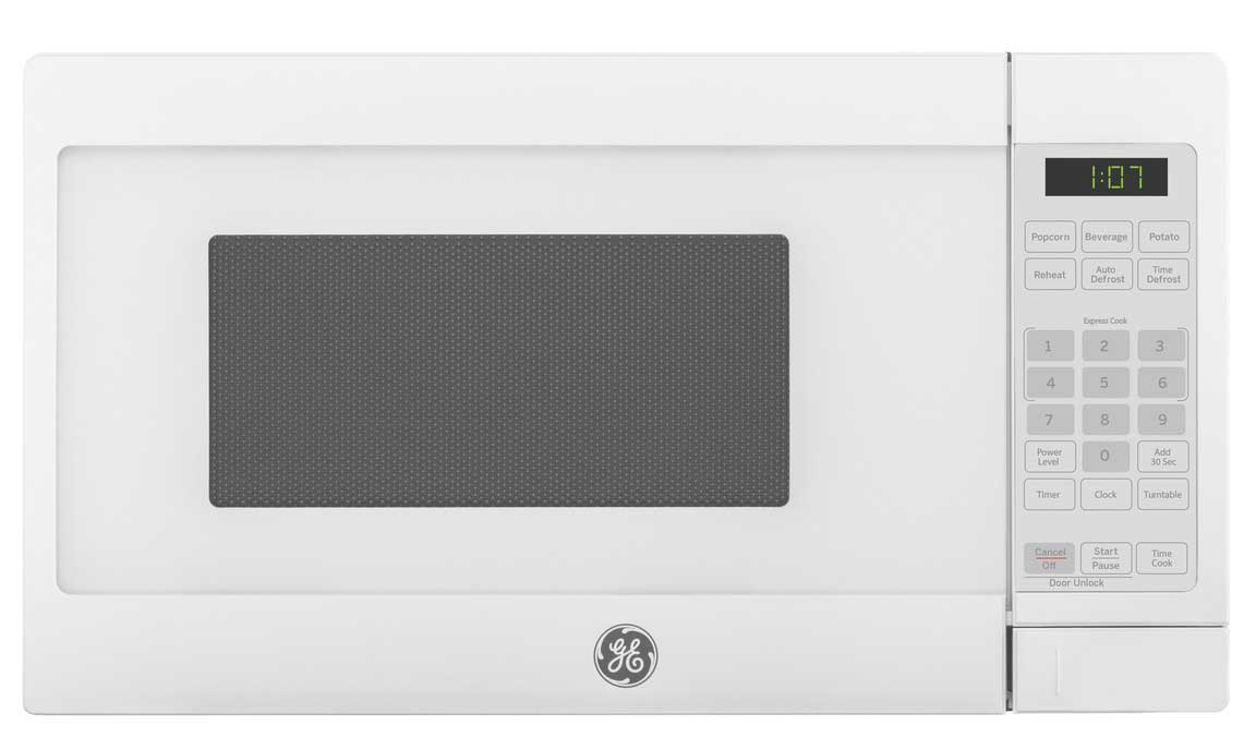Main Front view of GE Countertop Microwave in White