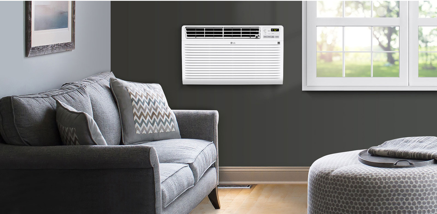 LG Air Conditioner Installed in a Wall in a Living Room