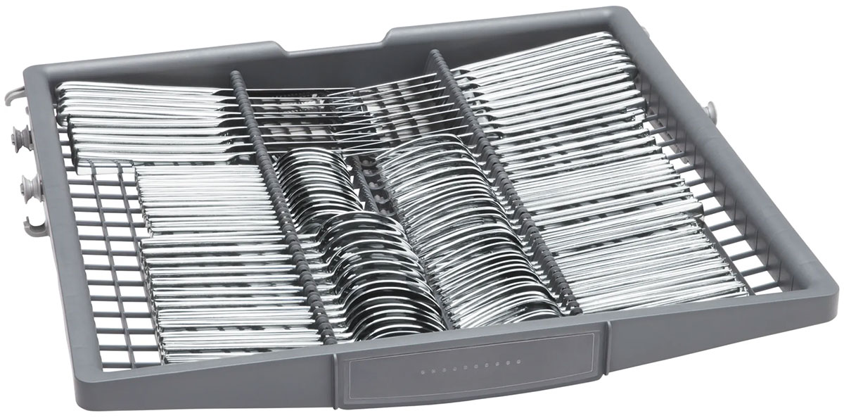 Close-up angle view of 3rd rack with utensils.