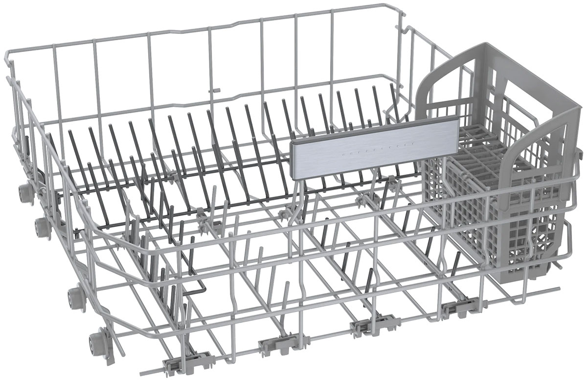 Angle view of empty bottom rack.
