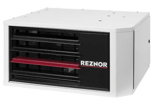 Angle Front View of Reznor UDZ Heater In Black & White