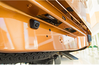 Backup camera installed on vehicle's rear bumper