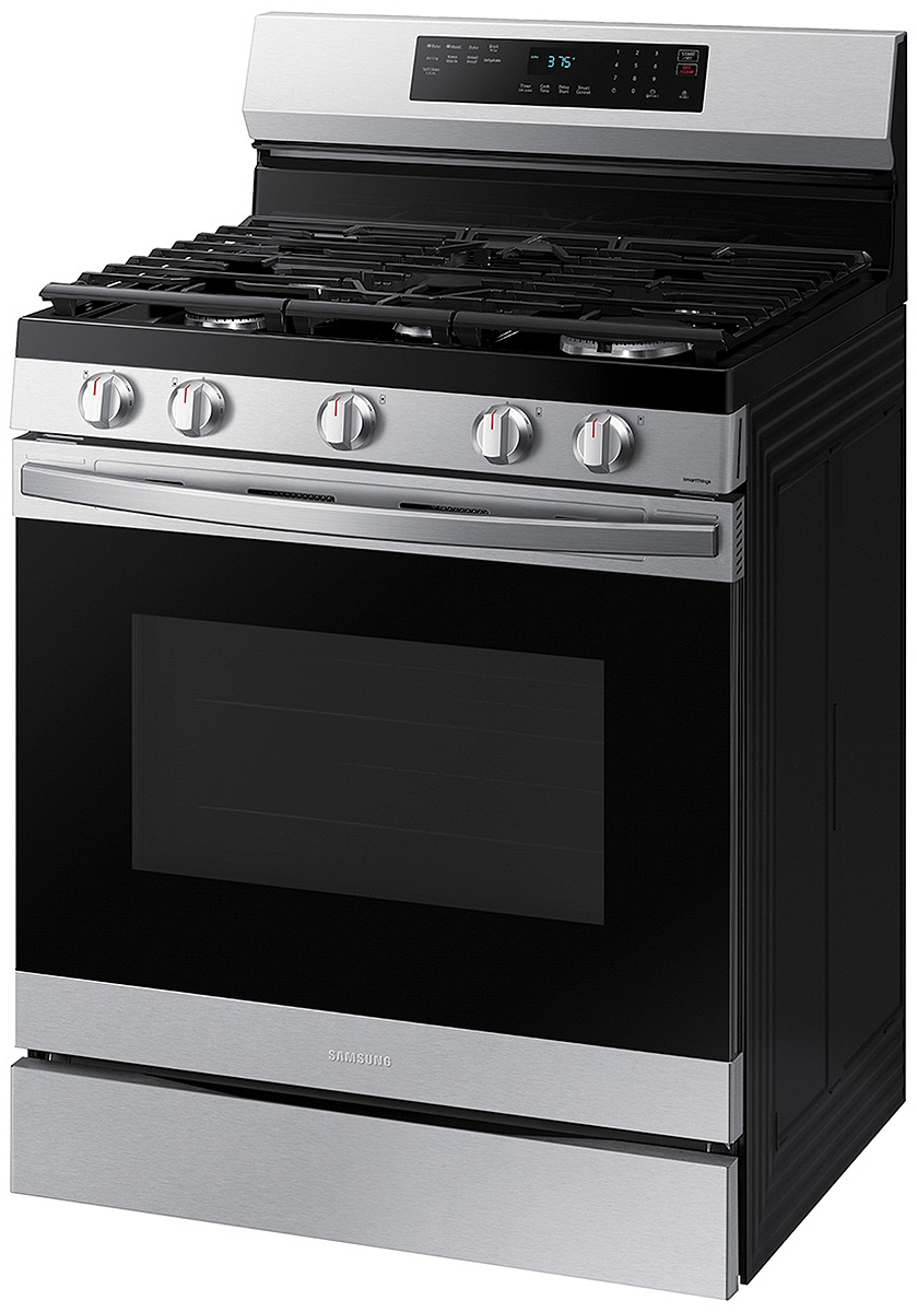 Right angle view of gas range