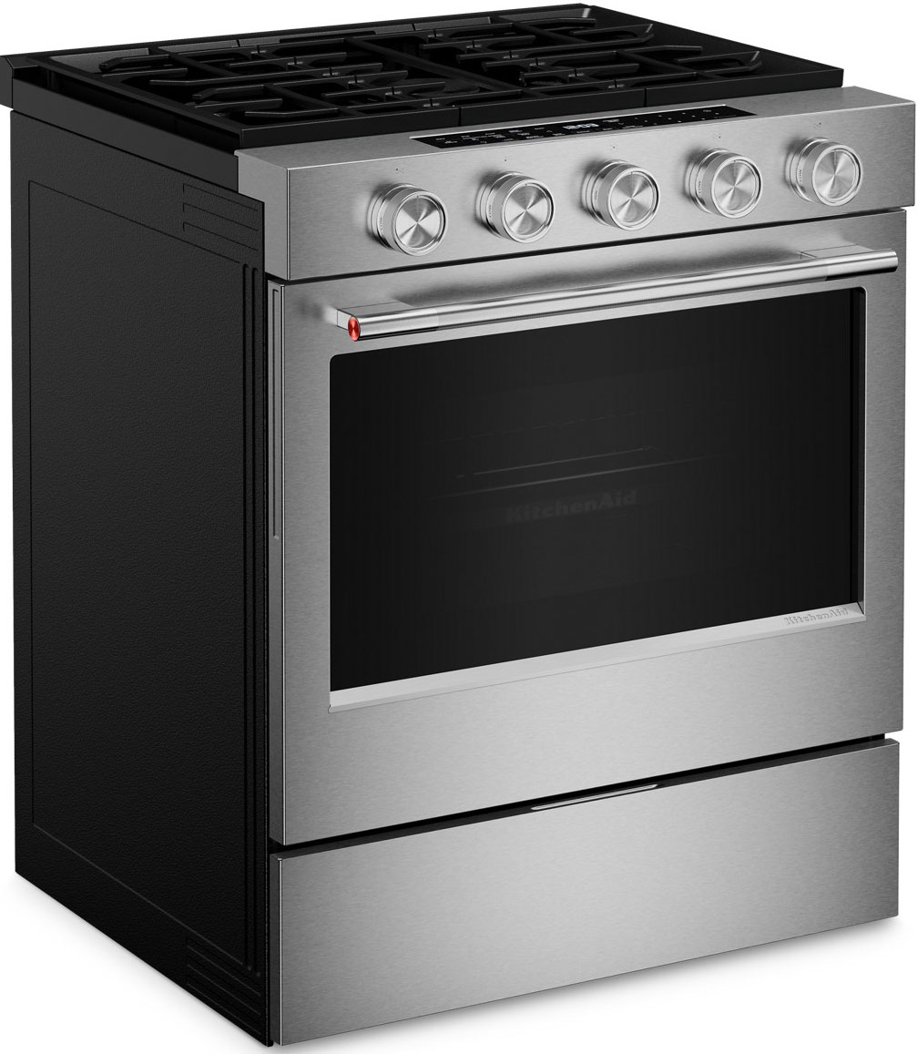 Angled view of KitchenAid Gas Range