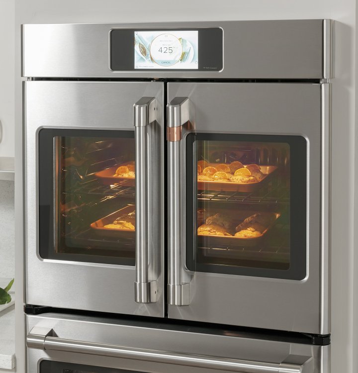 Large image of Cafe Professional Series 30" Stainless Steel Smart Built-In French-Door Single Wall Oven