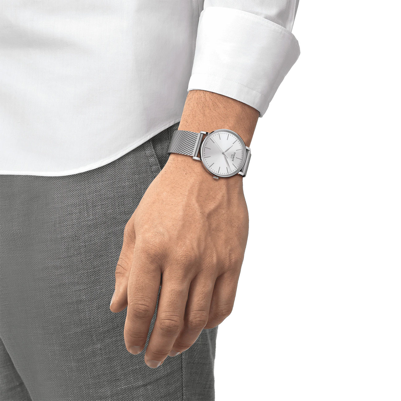 Lifestyle View of the Everytime Gent Silver Dial & Mesh Stainless Steel Bracelet Watch