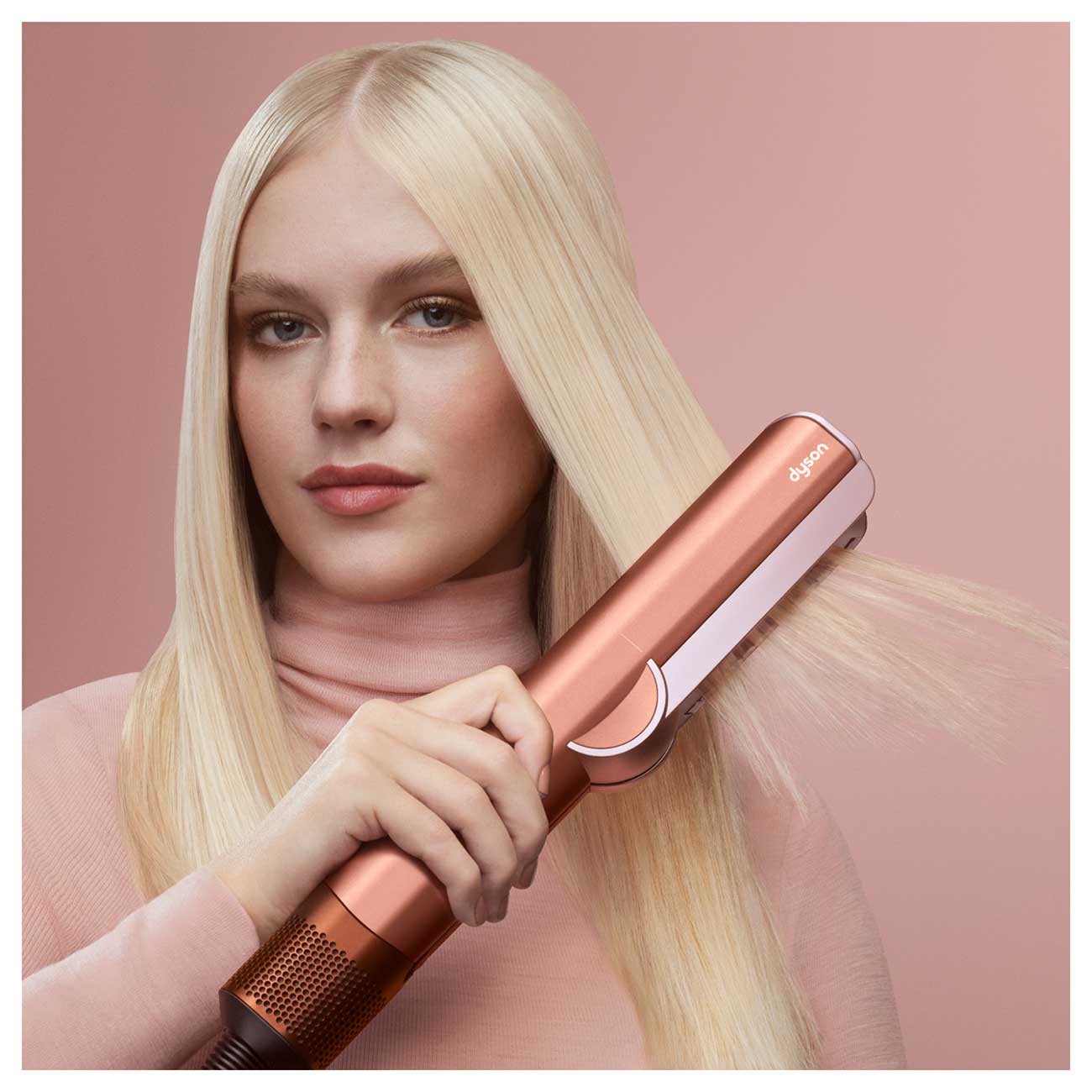 Airstrait Hair Straightener in Amber Silk with Model Detail