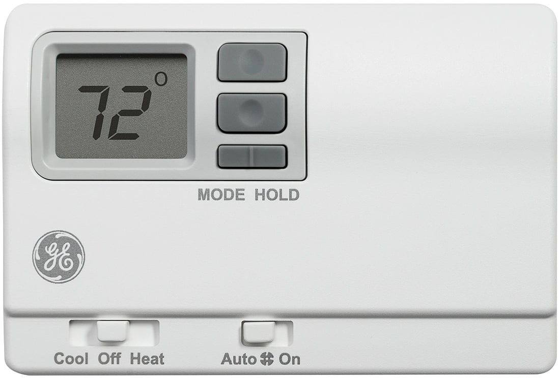 Front view of white wall thermostat
