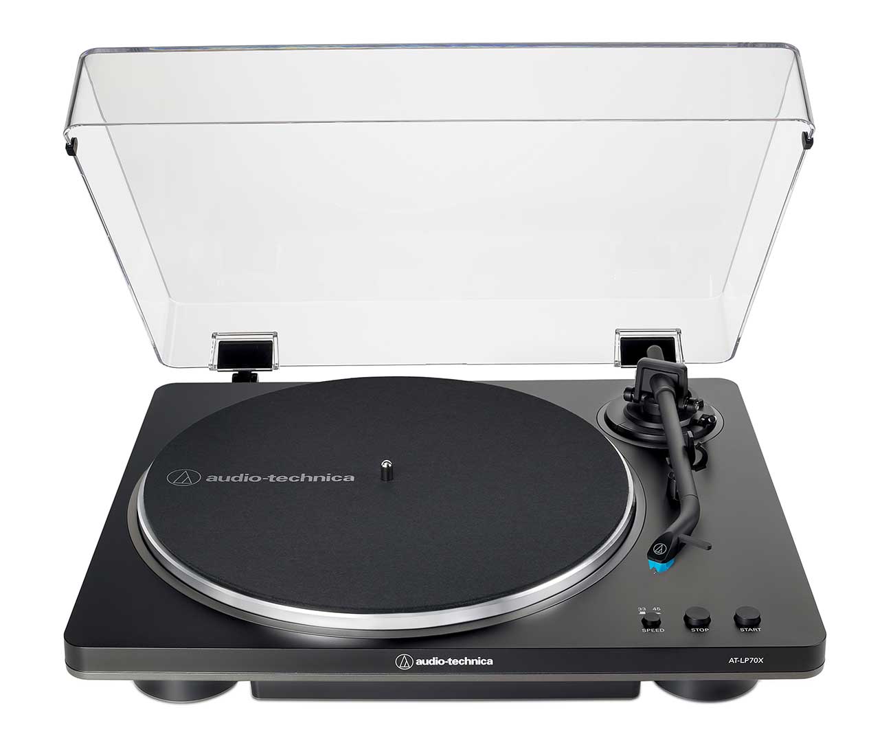 Front view of Turntable in Black/Grey