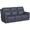 Flexsteel Sawyer Blue/Gray Leather Power Reclining Sofa with Power Headrests & Lumbar