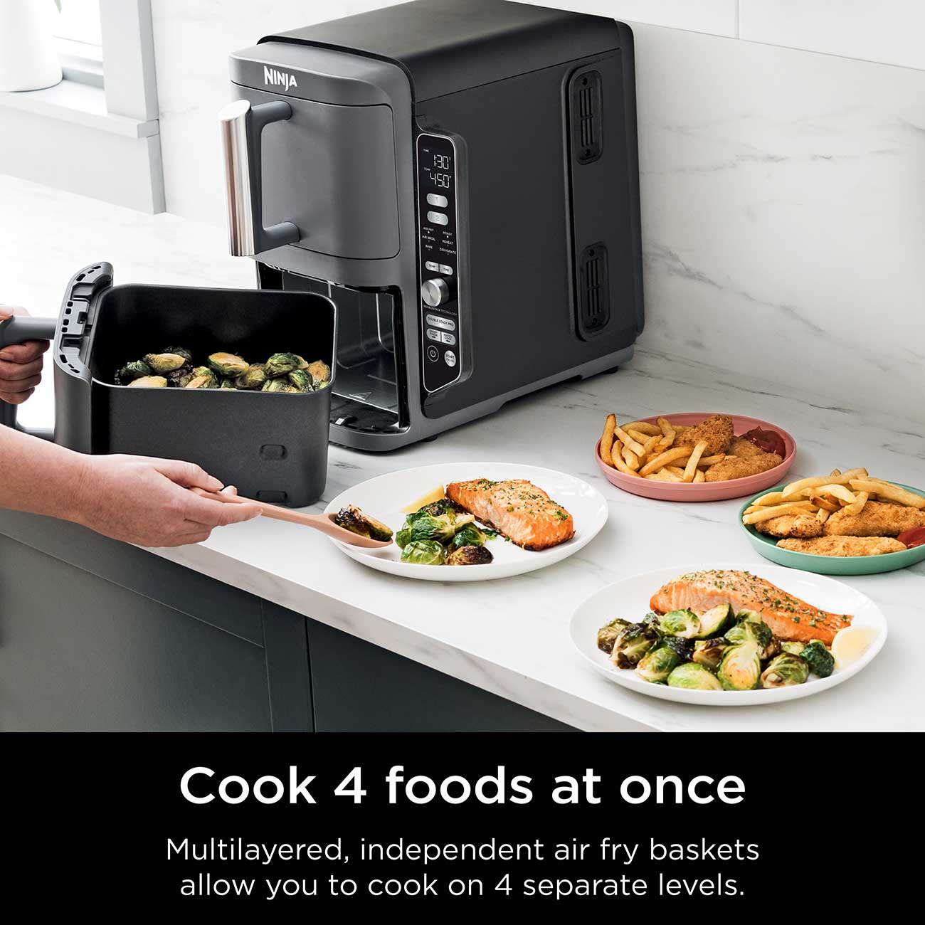 DoubleStack XL 2-Basket 10-Qt. Air Fryer Levels of Cooking Detail