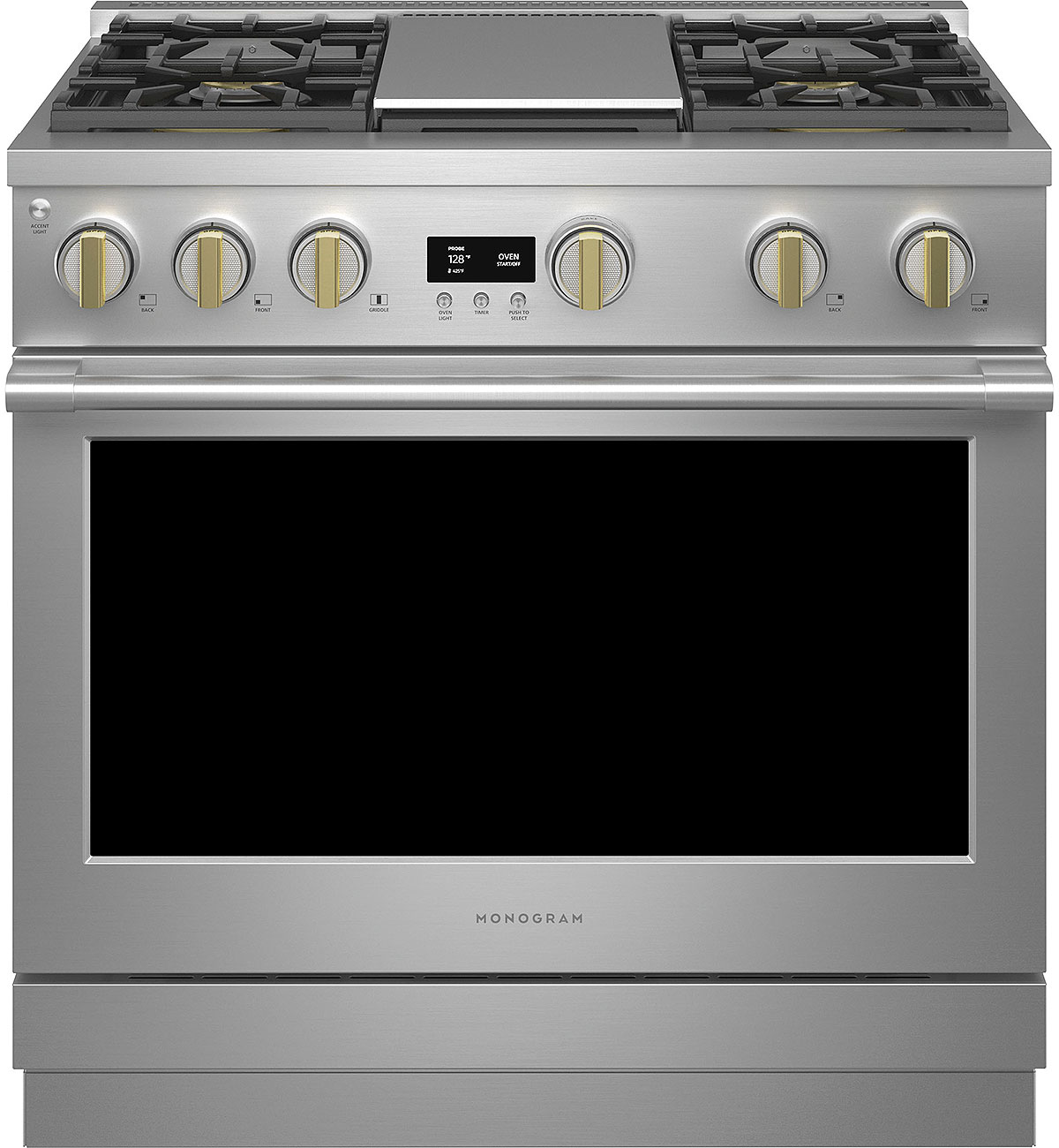 Monogram ADA 36 In. Stainless Steel Natural Gas Professional Range With 4 Burners And Griddle