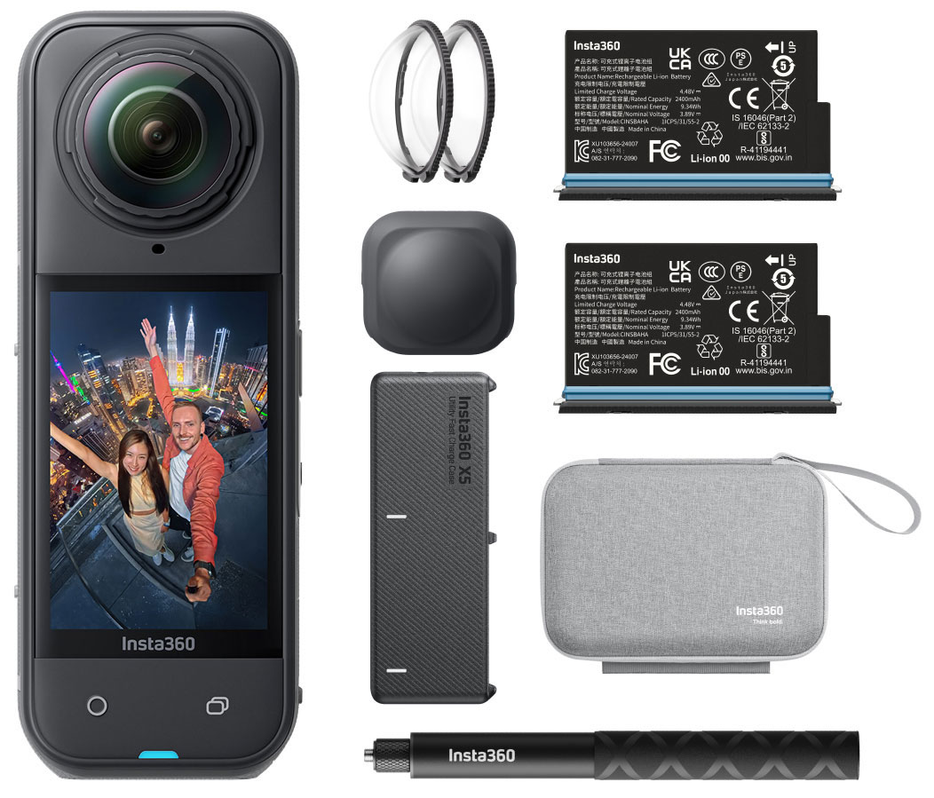 Top View Of The Insta360 X5 Action Camera Bundle In Black Finish