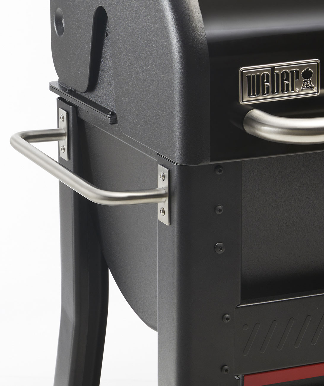 Closeup View of Weber Searwood 600 Pellet Grill Handle