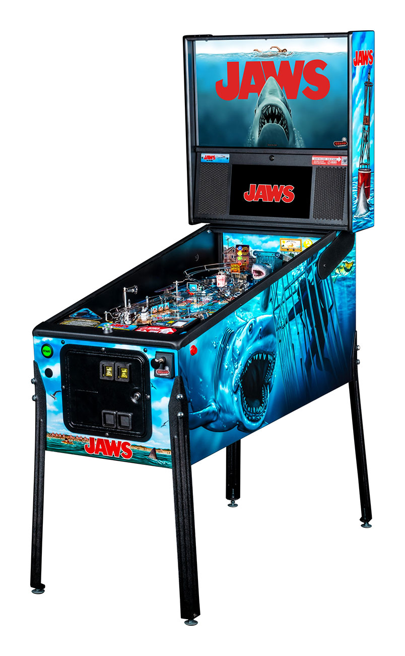 Angled Front View of Stern Pinball Jaws Pro Pinball Machine