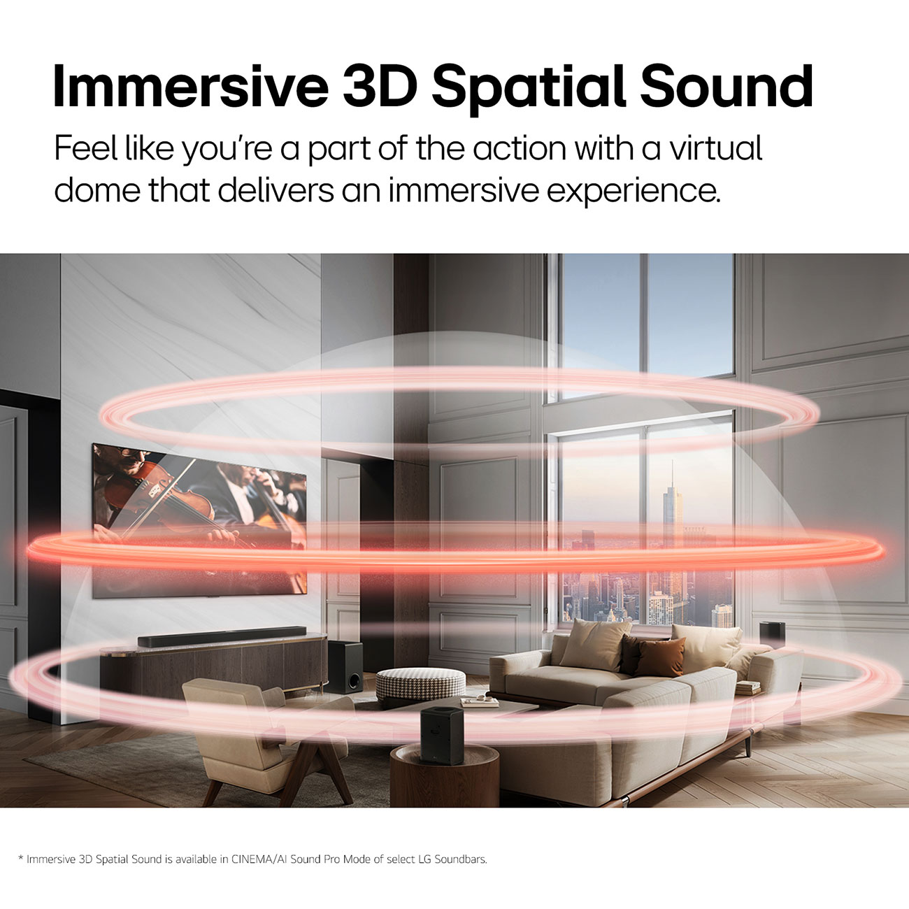 Infomartive View of LG Soundbar 3D Spatial Sound Feature