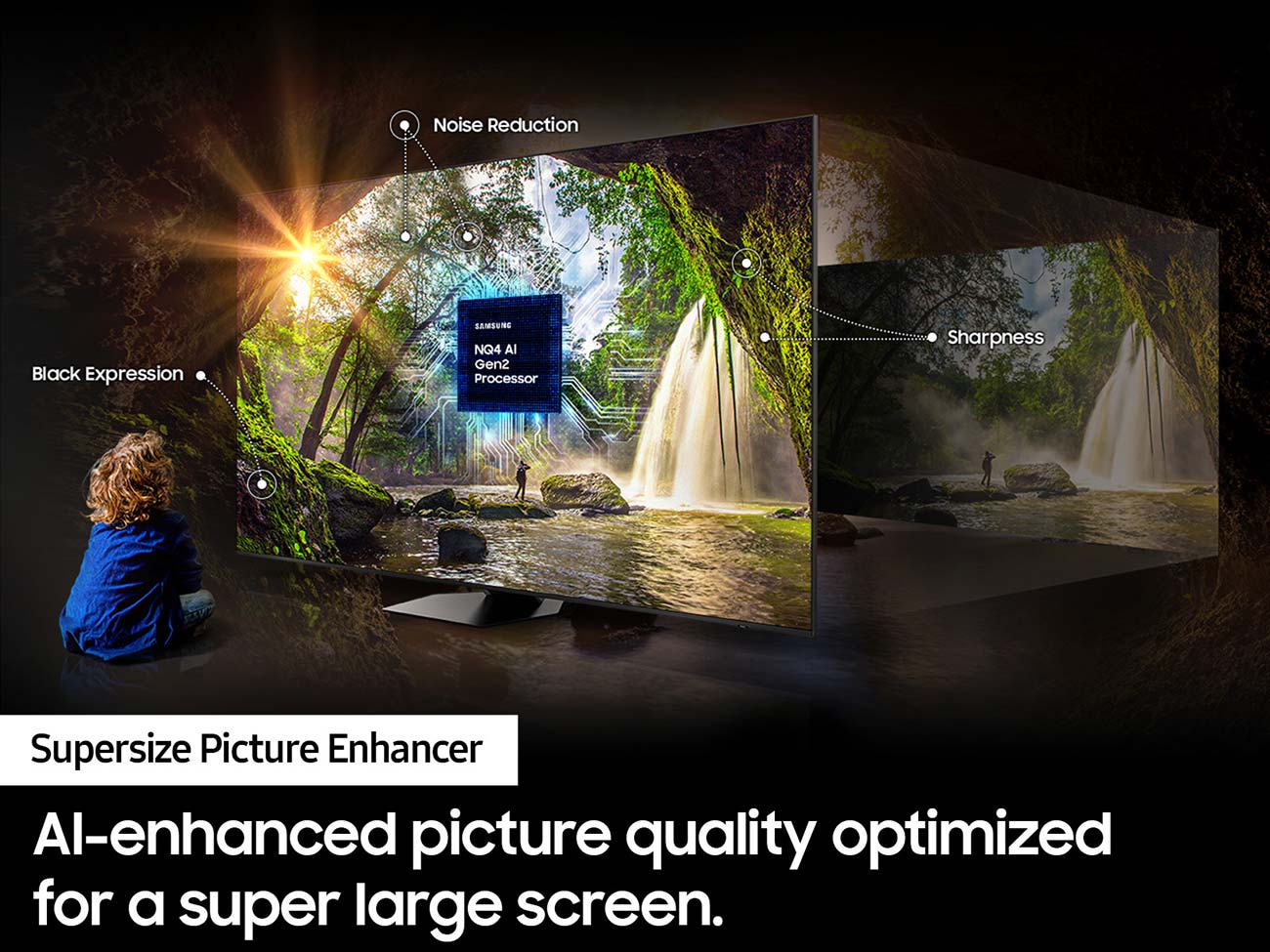 Informative View of Samsung Neo QLED 4K TV Supersize Picture Enhancer Feature