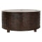 Classic Home Shira Round Storage Coffee Table Solid Wood in Kona Brown