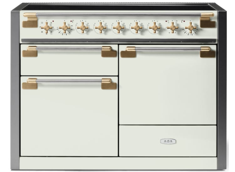 42 Aga Ranges AGA Elise Induction Range 48-Inch Antique Brass in White - AEL481INABWHT
