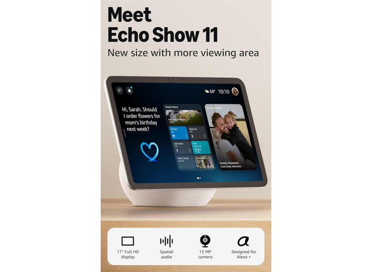 Amazon Echo Show 11 Vibrant Full-HD 11-Inch Smart Display With Spatial Audio In Glacier White - B0DC96PPZK