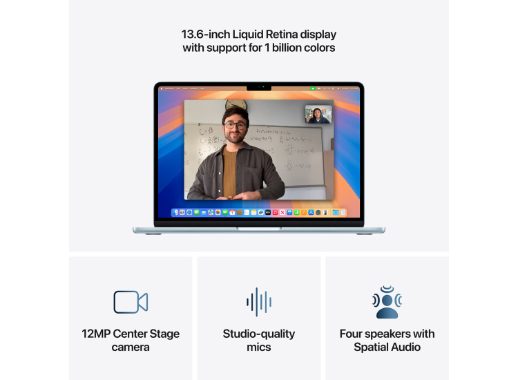 Apple MacBook Air Laptop 13.6-Inch M4 Chip 10-Core CPU 8-Core GPU 16GB RAM 256GB SSD in Sky Blue - MC6T4LL/A