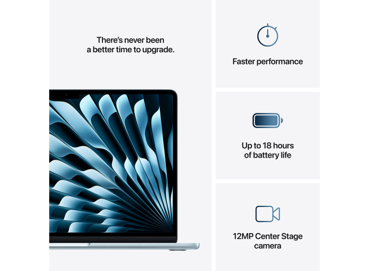 Apple MacBook Air Laptop 13.6-Inch M4 Chip 10-Core CPU 8-Core GPU 16GB RAM 256GB SSD in Sky Blue - MC6T4LL/A
