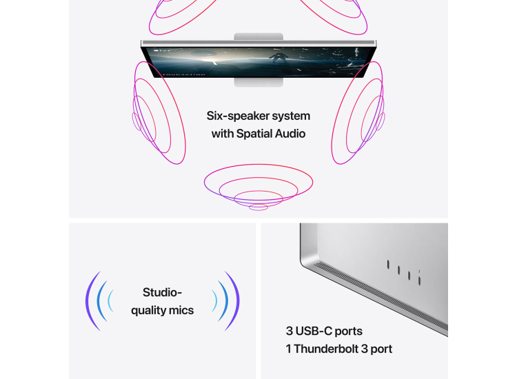 Apple Studio Display Computer Monitor 27-Inch 5K Retina Standard Glass with Tilt Stand in Silver - MYJG3LL/A