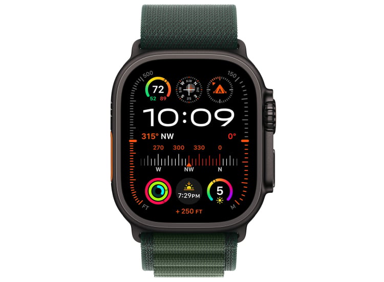 Apple Watch Ultra 2 GPS & Cellular 49mm Black Titanium Case with Small Dark Green Alpine Loop - MX4Q3LW/A