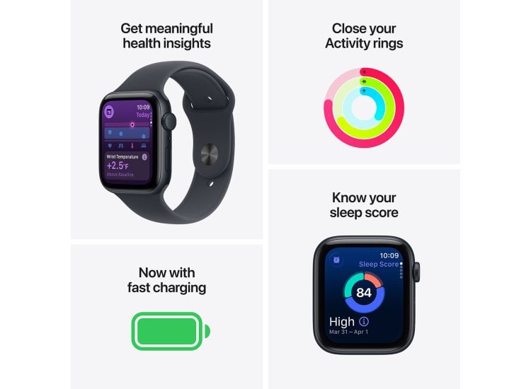 Apple Watch SE GPS Cell 44mm Midnight with S/M Band MEPH4LW/A