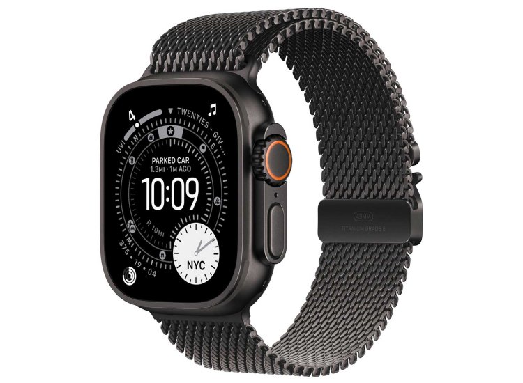 Apple Watch Ultra GPS Cellular 49mm Black Titanium Case with M Black Milanese Loop MF1Q4LW/A